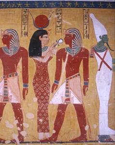 Knig, Hathor und Osiris