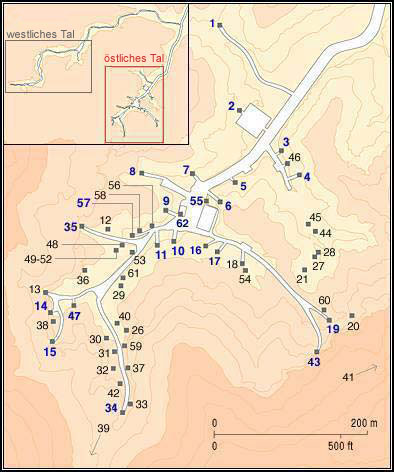 Karte von den antiken Sttten im Tal der Knige