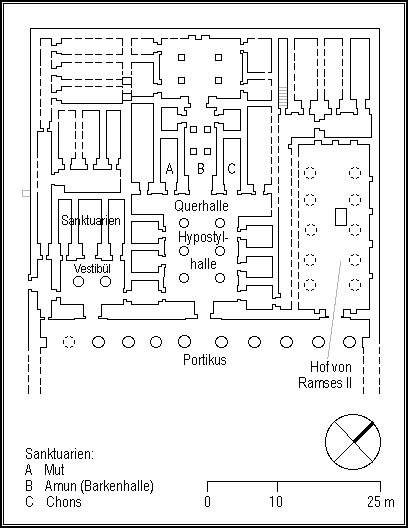 Detail des Plans vom Tempel Sethos I