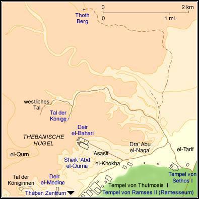 Karte der archologischen Sttten in Nord-Theben
